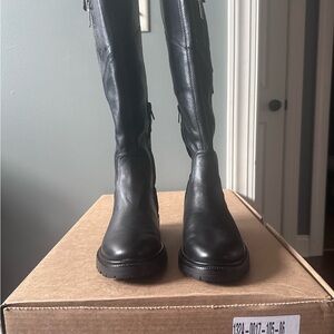 NWB Sam Edelman Lacy Black Leather Moto-Style Boots 7.5M